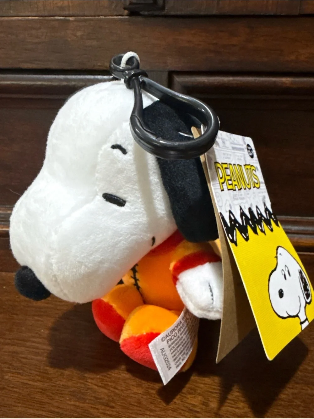 SNOOPY PEANUTS Aurora ASTRONAUT SNOOPY 5” Clip-On Bag Charm Key Chain Plush Toy